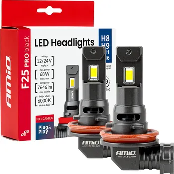 Povinná bezpečnostní výbava AMiO F25 Pro Black Full Canbus H8/H9/H11/H16 12/24V 68W 2 ks