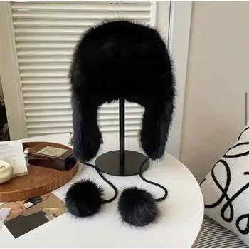 Čepice BUBLA Luxusní kožešinová čepice ušanka černá uni