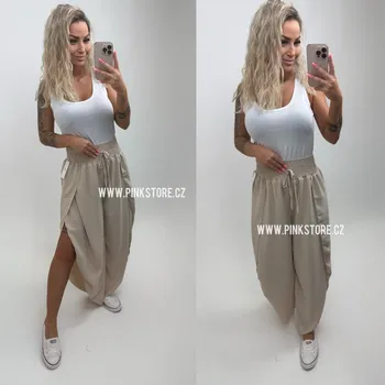 Dámské kalhoty Kalhoty s rozparkem LEG Barva: Béžová