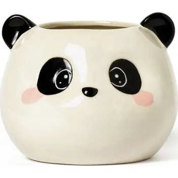 Ruční pumpa Legami - Keramický držák na pera, Desk Friends, 11,2 x 11,4 cm, motiv panda, ručně malované