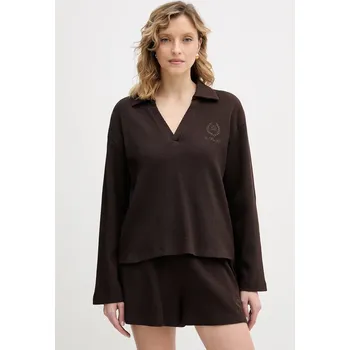 Pánská móda Bavlněné tričko s dlouhým rukávem Karl Lagerfeld HOTEL KARL B1W44005 hnědá 89X, vel. M