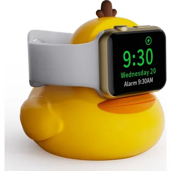 Držák pro Apple Watch - silikonová nabíjecí dokovací stanice CUTE DUCK - žlutá