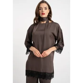 Dámská tunika CLICK Tunika 10-6178 Hnědá Oversize 38
