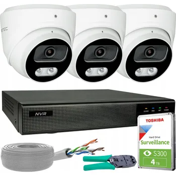 Bezpečnostní kamera Monitorovací sada 3 IP kamer 8MP 4K POE Detekce lidí a vozidel HDD 4TB