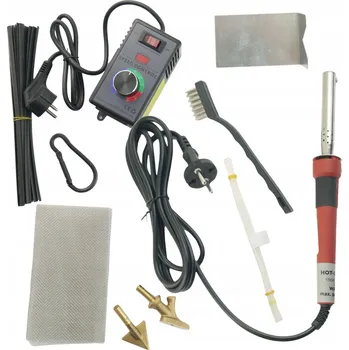 Svářečka plastů Hot Iron 150W sada s regulací výkonu, příslušenstvím a mřížkami