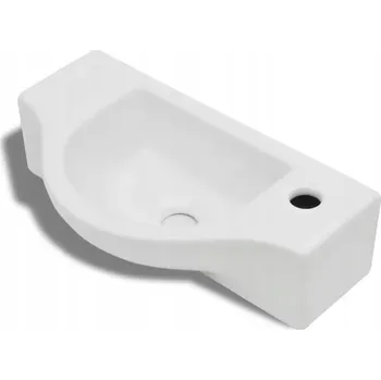 Bílé keramické umyvadlo 450 x 250 x 120 mm, montáž na stěnu