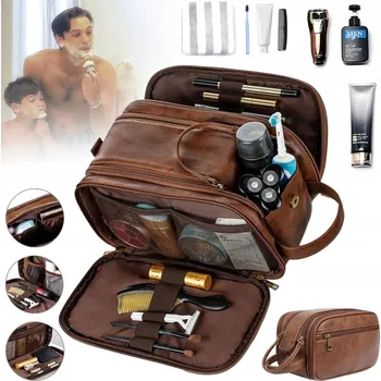 Kosmetická taška CESTOVNÍ KOSMETICKÁ TAŠKA PRO MUŽE PU KŮŽE ORGANIZÉR NA TOALETNÍ POTŘEBY