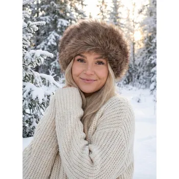 Čepice Dámská čepice z umělé kožešiny tmavě hnědá, VELIKOST UNI