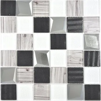 Obklad Skleněná mozaika WzorcowniaStudio 29,8 x 29,8 cm, odstíny šedé a stříbrné