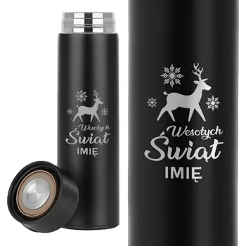 Termoska Termoska Černý s LED Displejem Praktický Dárek k Vánocům Veselé Vánoce