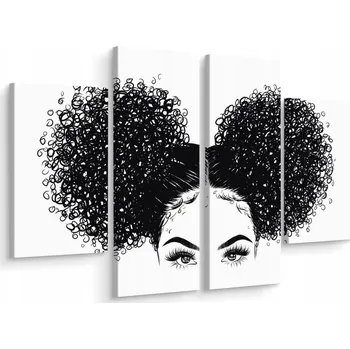 Obraz Obraz ŽENA Černé Vlasy Afro 4 Díly 200x150