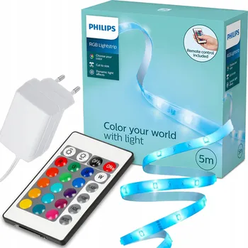 LED páska LED pásek stmívatelný vícebarevný RGB 230V 450lm 5m + Dálkový Ovladač Philips