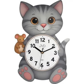Hodiny JVD HJ114 - Dětské hodiny s tichým chodem a krásnou kočičkou_SL