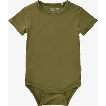 Dětské body s krátkým rukávem z bambusu Khaki Dried Herbs MINYMO Velikost: 92