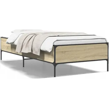 Postel Rám postele dub sonoma 203 x 101,5 x 44 cm, kovové nohy, lamely překližka