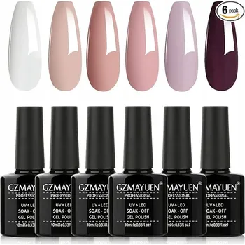 Lak na nehty GZMAYUEN Sada gelových laků na nehty 6 kusů 10ml Bílá a Nude