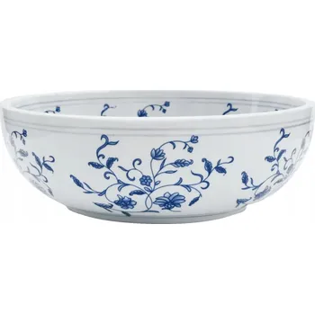 Umyvadlo na desku keramické bílo-modré Vintage Glamour 41x14 cm