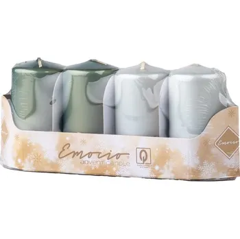 Svíčka Emocio Válec 4ks 40x75mm metal mat zelený mix 4x75 gram