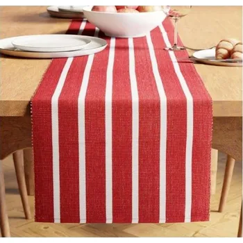 ubrus Běhoun na stůl červeno-bílé pruhy dekorativní 32 x 250 cm