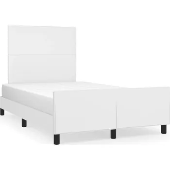 Postel Rám postele s čelem, bílý, 193 x 123 x 118/128 cm