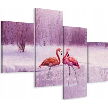 Obraz Čtyřdílný obraz PLAMEŇÁCI Krajina Dekorace 3D 80x50