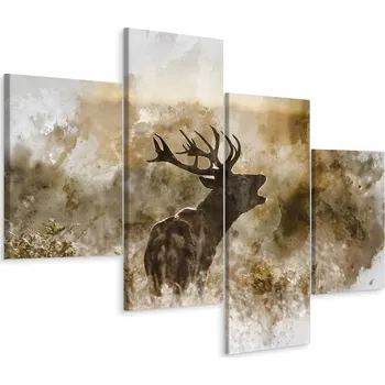 Obraz Obraz Čtyřdílný JELEN Akvarel Malířství 80x50