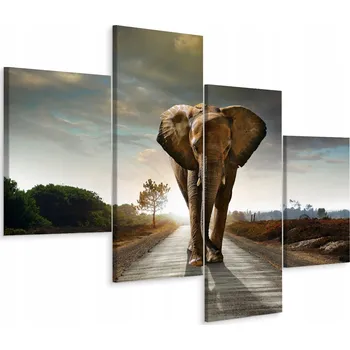 Obraz Čtyřdílný obraz SLON Safari Krajina 3D 80x50