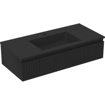 Koupelnový nábytek Mexen Rivel koupelnová skříňka 100 cm s umyvadlem Otis, 1 zásuvka, drážkovaná, černá mat - 91A20-10023-1-BF71-W18M71 Skříňky s umyvadlem
