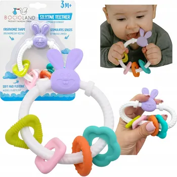 Hračka pro kojence Kousátko pro miminka SILIKONOVÉ Senzorické Montessori hračky BOCIOLAND