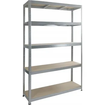 Dílenský regál Kovový regál Spaceo 195x100x50 cm, 5 polic MDF, nosnost 300 kg, do garáže