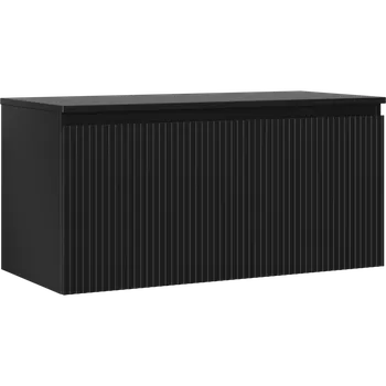 Koupelnový nábytek Mexen Rivel koupelnová skříňka pod umyvadlo 100 cm s deskou, 1 zásuvka, rýhovaná, černá mat - 91A20-10047-1-BFC71 Koupelnové skříňky
