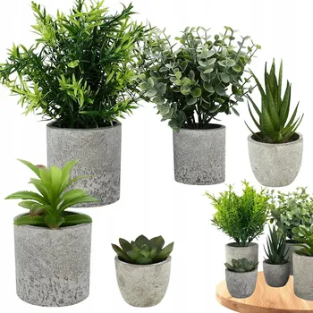 umělá květina Umělá zelená rostlina Umělé květiny jako živé DEKORACE v květináči 5 ks