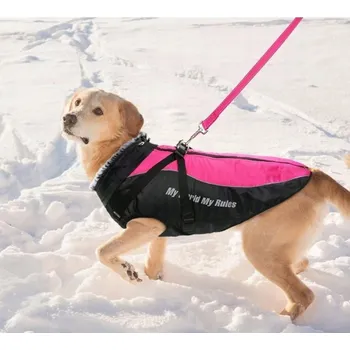 Obleček pro psa BUNDA PRO PSA SAVLOT ČERVENÁ 4XL XXXXL VELKÁ ZATEPLENÁ VESTA PLÁŠŤ