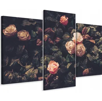 Obraz Obraz Triptych LÍSTKY Růže v Retro 3D Stylu 90x60