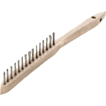 Drátěný kartáč Lessmann 103711 | Ruční kartáč Standard dřevěná rukojeť 1-radová, nerezový drát rovný 0,30