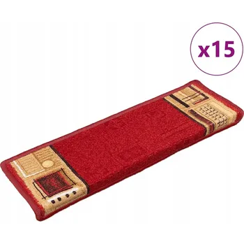 Nášlap na schod VidaXL Samolepicí nášlapy na schody, 15 ks, 65x25 cm, červené