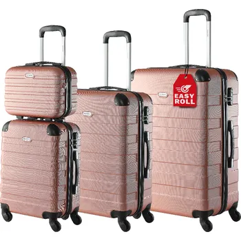 FurniGO Sada cestovních kufrů Essential 4dílná – růžová