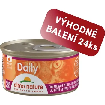 Krmivo pro kočku Almo Nature Daily Pěna s hovězím a telecím 85g výhodné balení 24 ks
