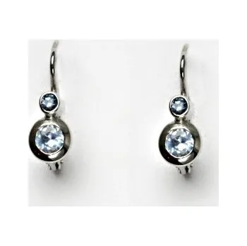 Náušnice Zlaté náušnice, bílé i žluté zlato , zirkony akvamarin VE 72 (Zlaté náušnice se zirkony)