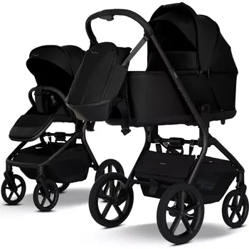 Kočárek MY JUNIOR kombinovaný kočárek Mavi se skládací korbou Pure Black