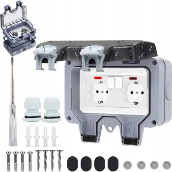 Elektrická zásuvka VENKOVNÍ ELEKTRICKÁ ZÁSUVKA ZAHRADNÍ VODOTĚSNÁ IP65 S VYPÍNAČEM