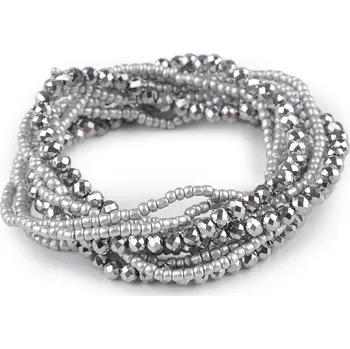 Náramek Pružné náramky z rokajlu a broušených korálků sada 10 ks Varianta: 2 stříbrná, Balení: 1 sada