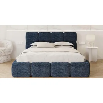 Postel Čalouněná postel DELICATO 140x200 cm Modrá Cleo s úložným prostorem kovový rošt