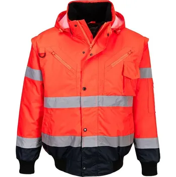 Moto bunda Bunda bomber 3 v 1 EN ISO 20471 Kl.3 vel. L Červená/Granátová R
