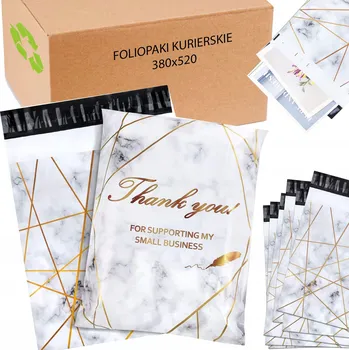 Obálka PLASTOVÉ OBÁLKY PEVNÉ 380x520 ZLATÝ MARMOR THANK YOU 50 Ks