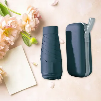 MINI CESTOVNÍ DEŠTNÍK VODĚODOLNÝ PROTI SLUNCI A DEŠTI, OSOBNÍ, TMAVĚ MODRÝ