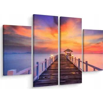 Obraz Čtyřdílný obraz Západ slunce na molu 3D dekorace 80x60