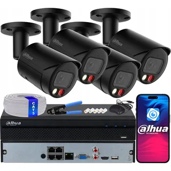 Bezpečnostní kamera Sada IP monitoringu 4 Kamery 8Mpx Dahua IPC-HFW2849S-S-IL-0280B-BLACK