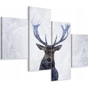 Obraz Čtyřdílný obraz JELEN Les Abstrakce 3D 80x50