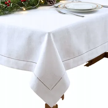 ubrus VÁNOČNÍ UBRUS S MEREŽKOU 85x85 BÍLÝ RYCHLESCHNOUCÍ ODOLNÝ PROTI SKVRNÁM ELEGANTNÍ